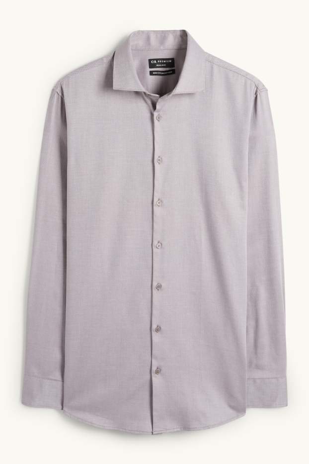 Bărbați - Cămașă office - regular fit - guler italian - ușor de călcat - taupe