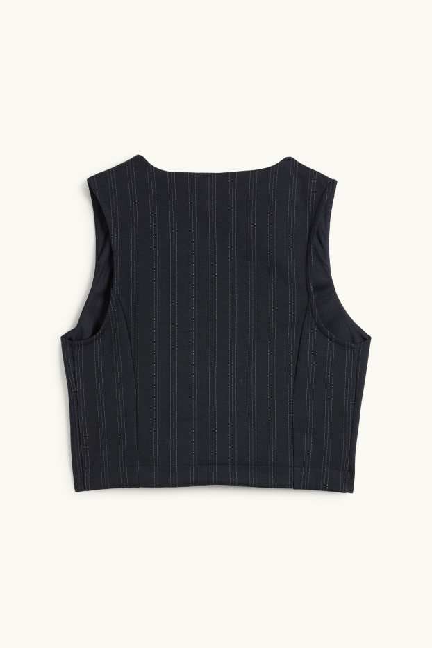 Dames - Gilet - getailleerd - krijtstrepen - donkerblauw