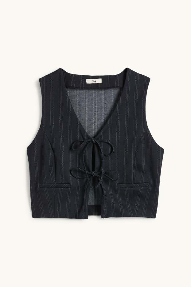 Dames - Gilet - getailleerd - krijtstrepen - donkerblauw