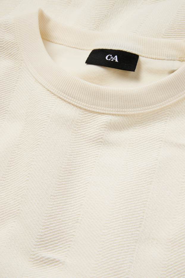 Bărbați - Bluză de molton - structurată - alb-crem