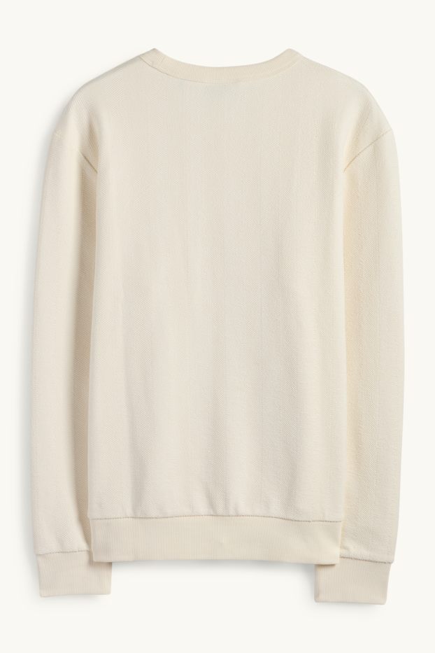 Bărbați - Bluză de molton - structurată - alb-crem