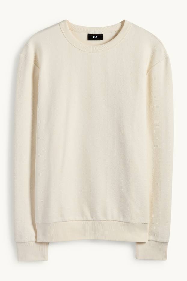 Bărbați - Bluză de molton - structurată - alb-crem