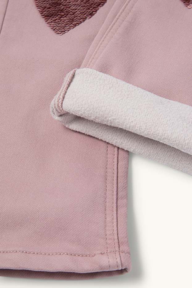 Bambine - Cuore - jeans svasati - jeans termici - rosa