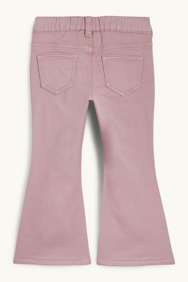 Bambine - Cuore - jeans svasati - jeans termici - rosa