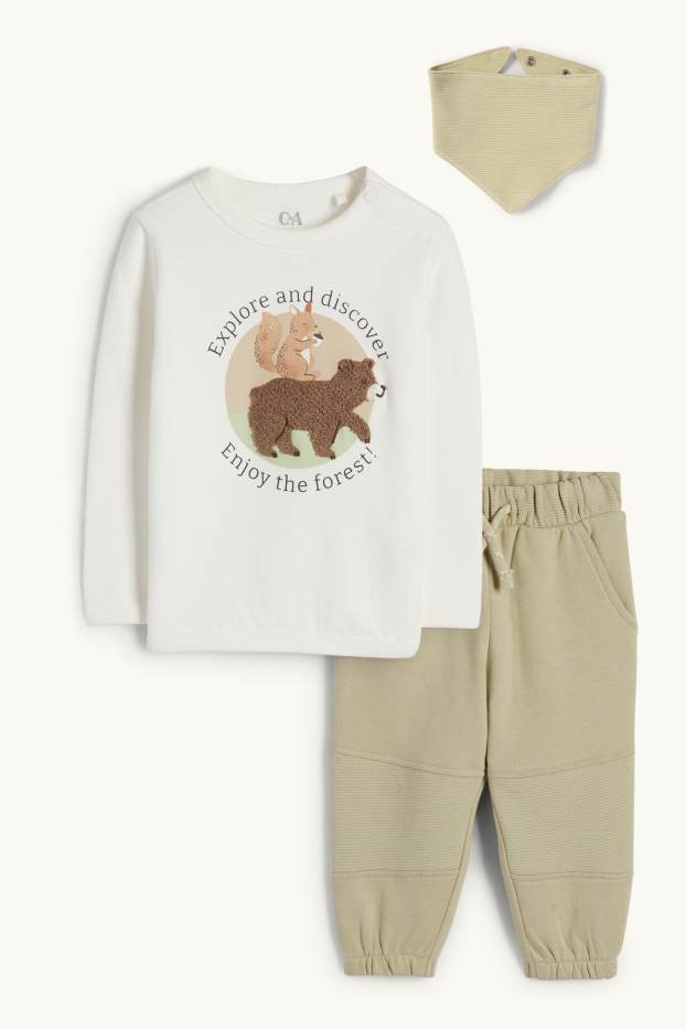 Baby Boys - Teddy bear and squirrel - baby outfit - 3 piece - light green