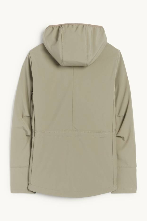 Donna - Giacca soft shell con cappuccio - idrorepellente - 4 Way Stretch - verde chiaro