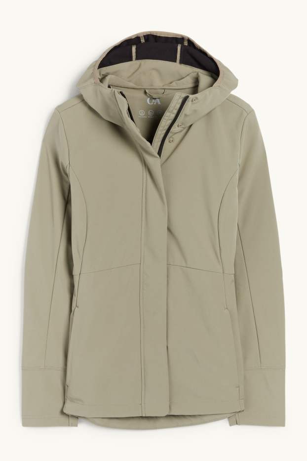 Donna - Giacca soft shell con cappuccio - idrorepellente - 4 Way Stretch - verde chiaro