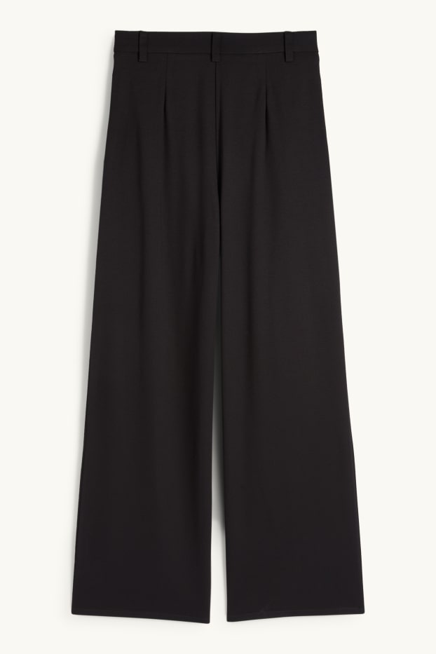 Damen - Jersey-Hose - High Waist - Wide Leg - schwarz