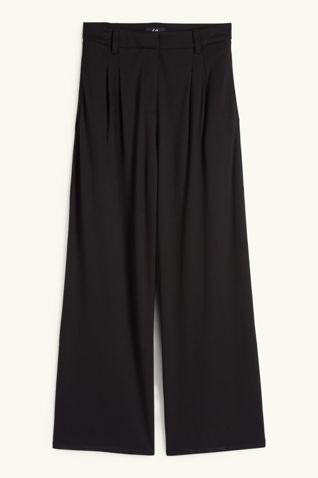 Damen - Jersey-Hose - High Waist - Wide Leg - schwarz