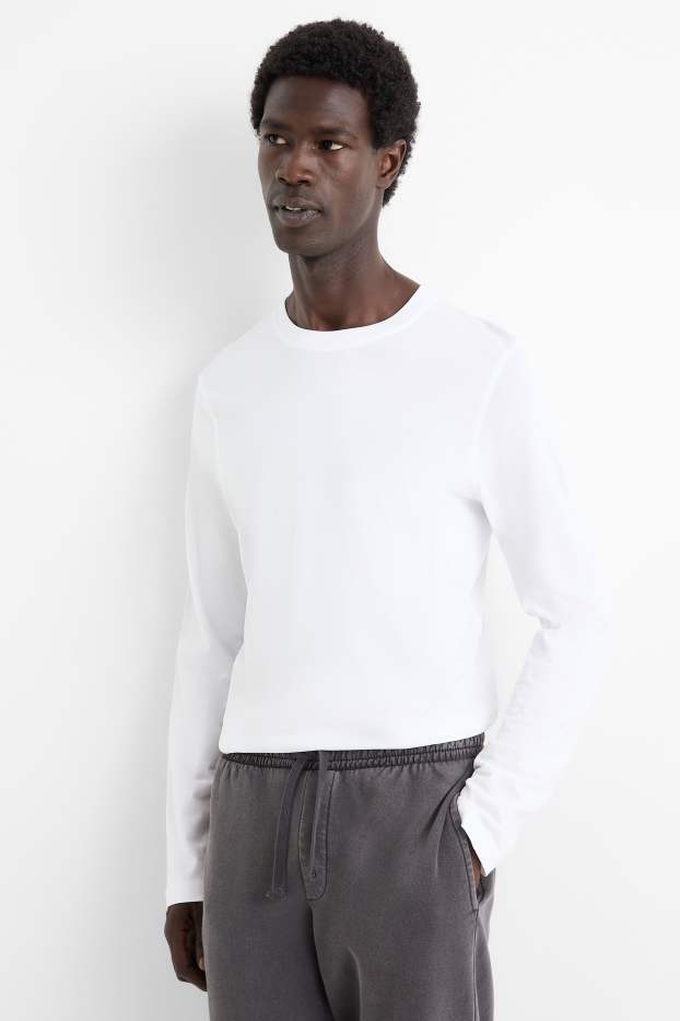 Heren - Set van 2 - longsleeve - wit