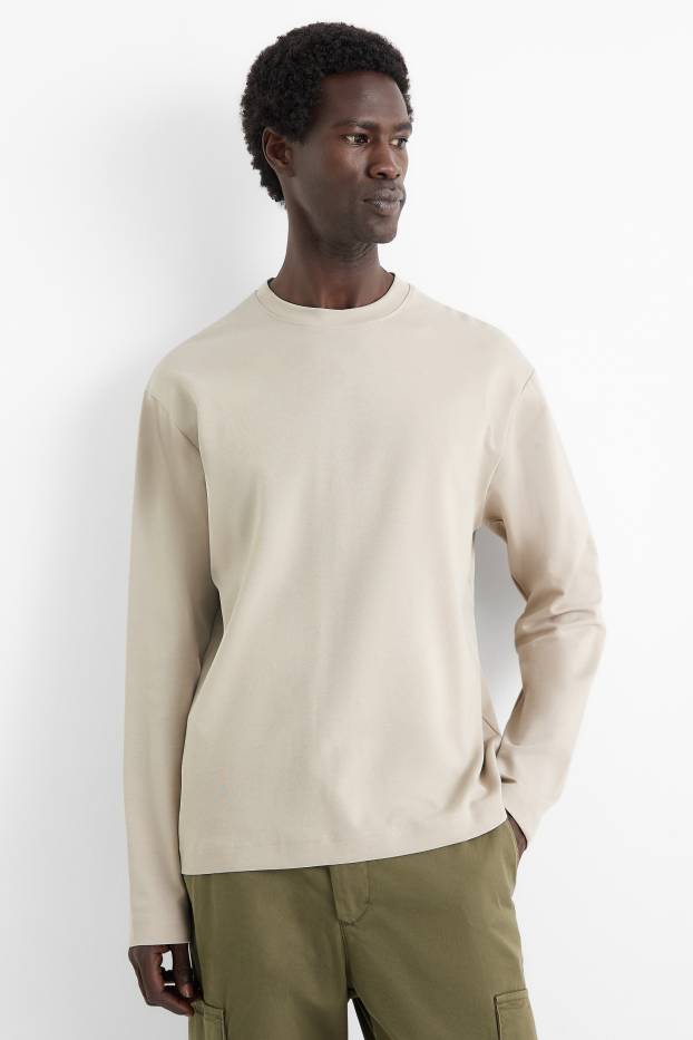 Men - Long sleeve top - beige