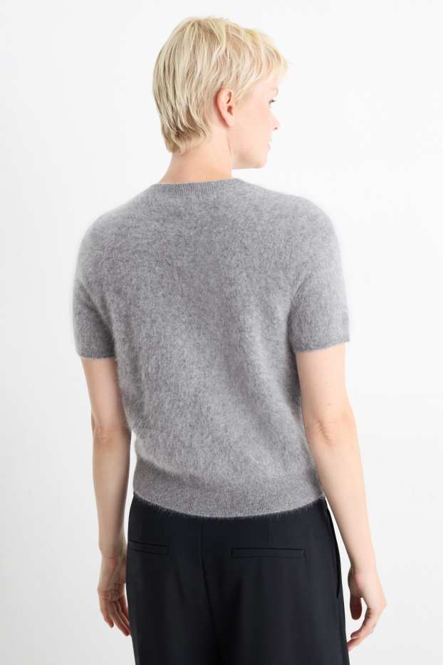 Donna - Maglione di cashmere - a maniche corte - grigio