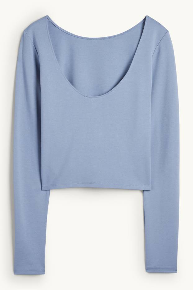 Dames - Korte longsleeve - blauw