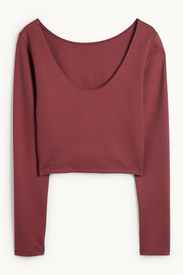 Dames - Korte longsleeve - bordeaux