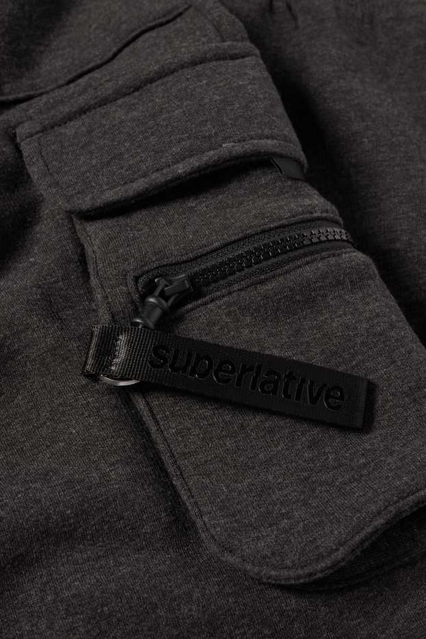 Pánské - Cargo teplákové kalhoty - tmavošedá