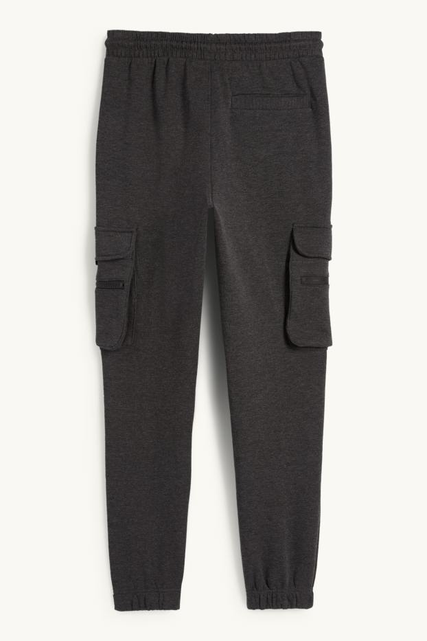 Pánské - Cargo teplákové kalhoty - tmavošedá