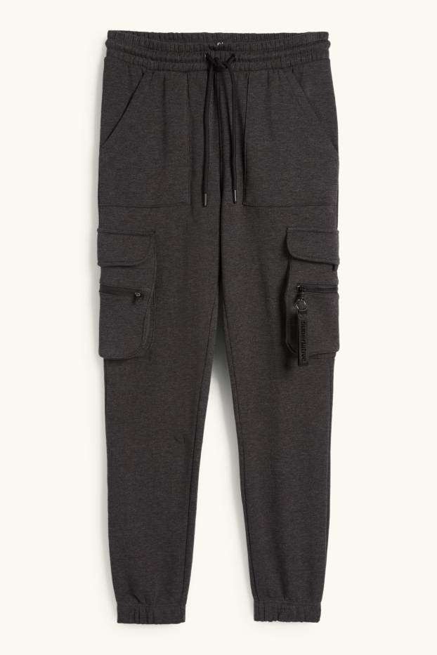 Pánské - Cargo teplákové kalhoty - tmavošedá