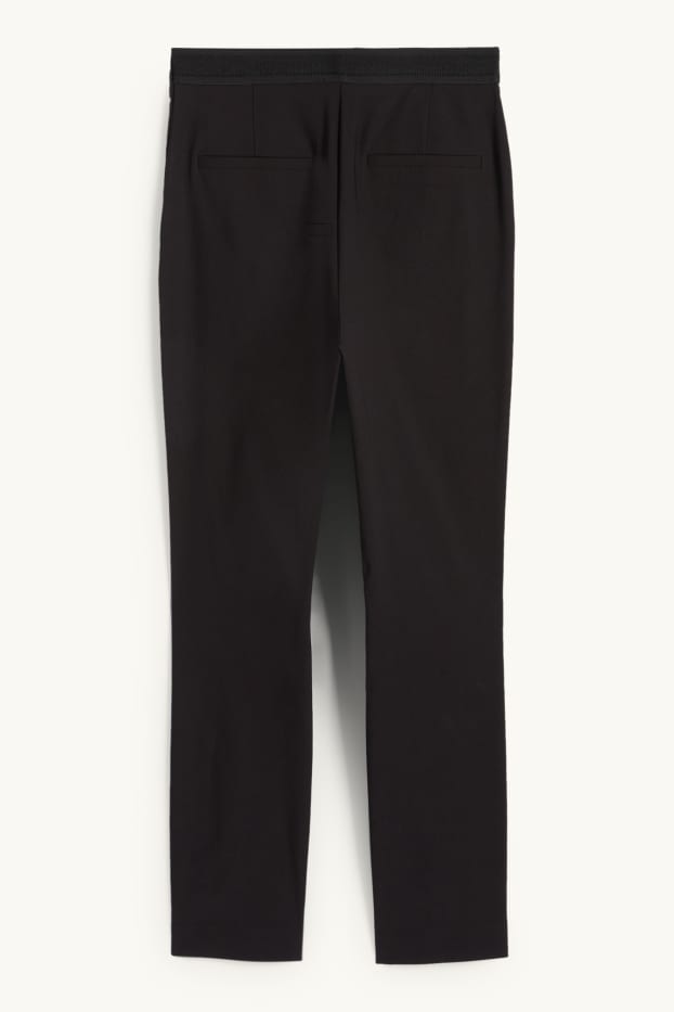 Femei - Pantaloni de stofă - talie medie - tapered fit - negru
