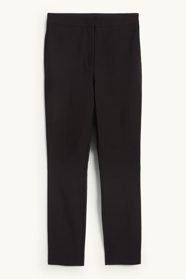 Femei - Pantaloni de stofă - talie medie - tapered fit - negru