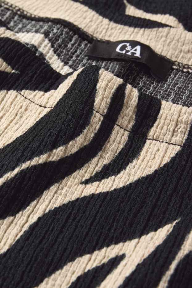 Donna - Maglia a maniche lunghe - fantasia - tessuto tramato - nero / beige