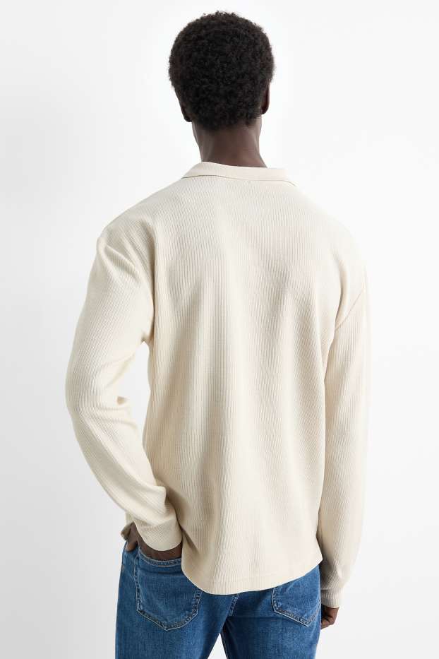 Hommes - Polo - regular fit - finition texturée - blanc crème