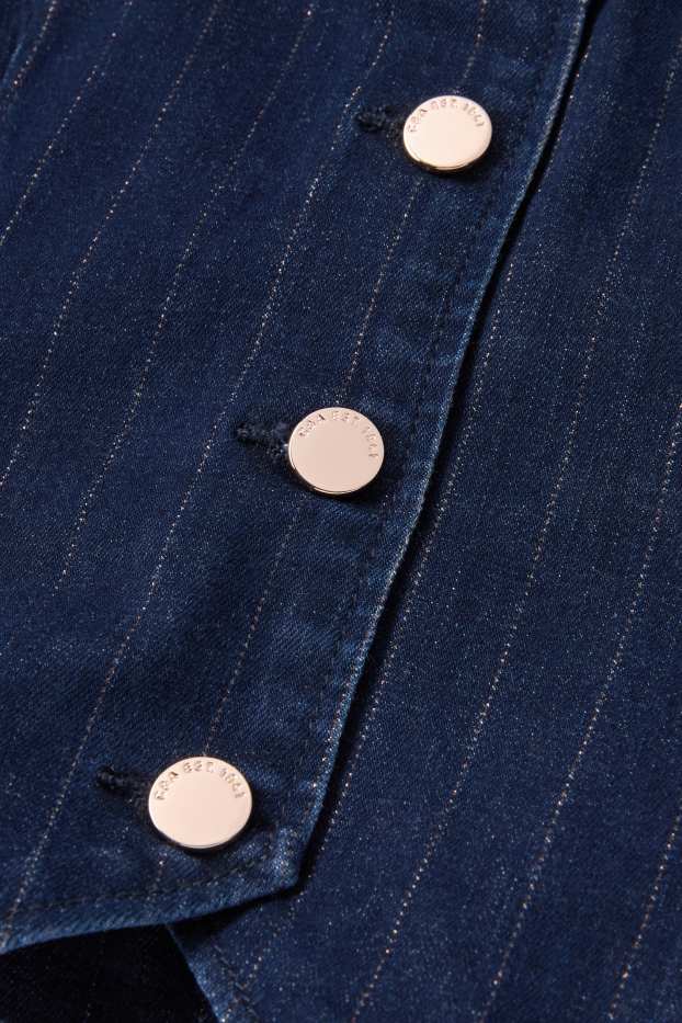 Femei - Vestă din denim - cambrată - dungi fine - denim-albastru închis