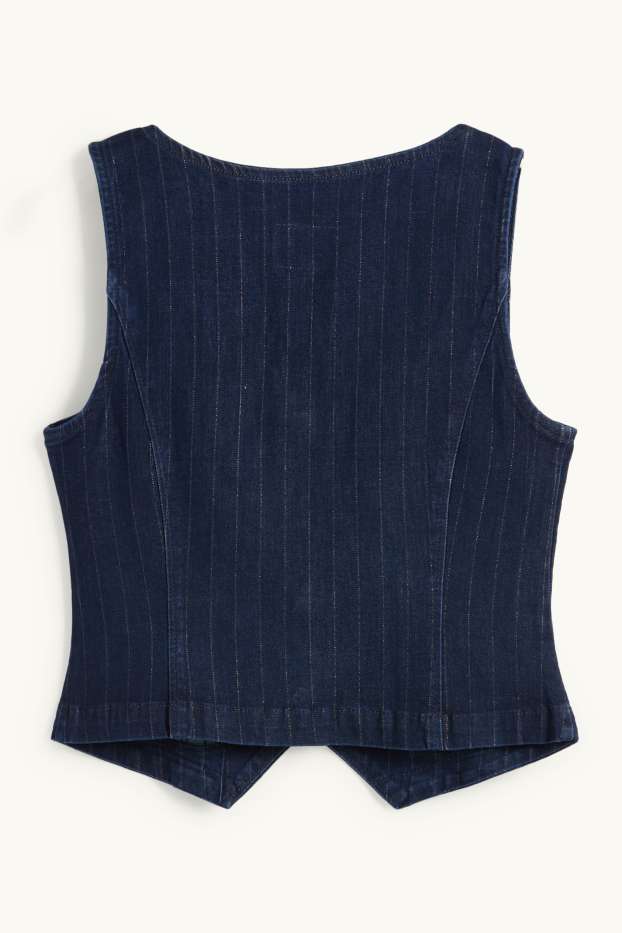Femei - Vestă din denim - cambrată - dungi fine - denim-albastru închis