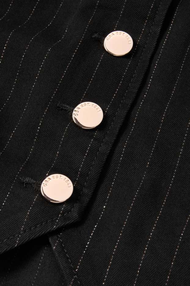 Femei - Vestă din denim - cambrată - dungi fine - negru