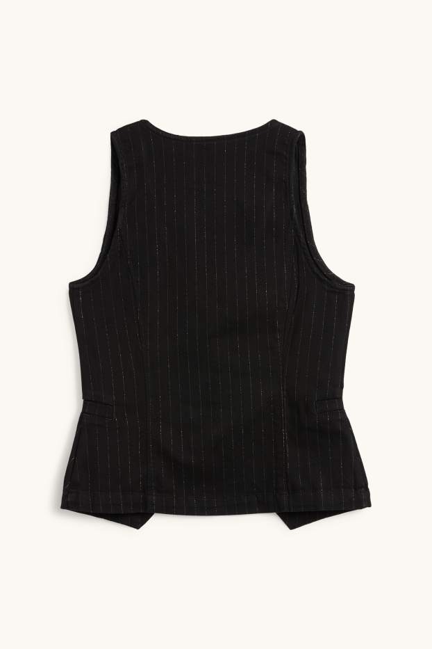 Femei - Vestă din denim - cambrată - dungi fine - negru