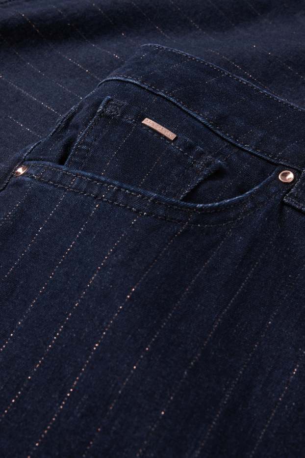 Dona - Wide Leg Jeans - mid waist - ratlla diplomàtica - texà blau fosc