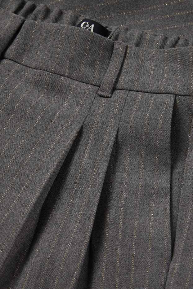 Femei - Pantaloni de stofă - talie înaltă - tapered fit - dungi fine - gri închis