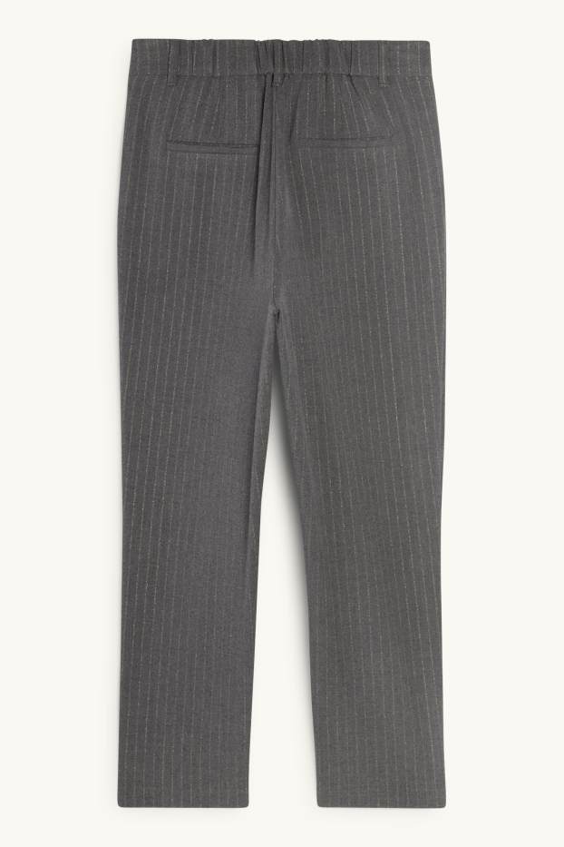 Femei - Pantaloni de stofă - talie înaltă - tapered fit - dungi fine - gri închis