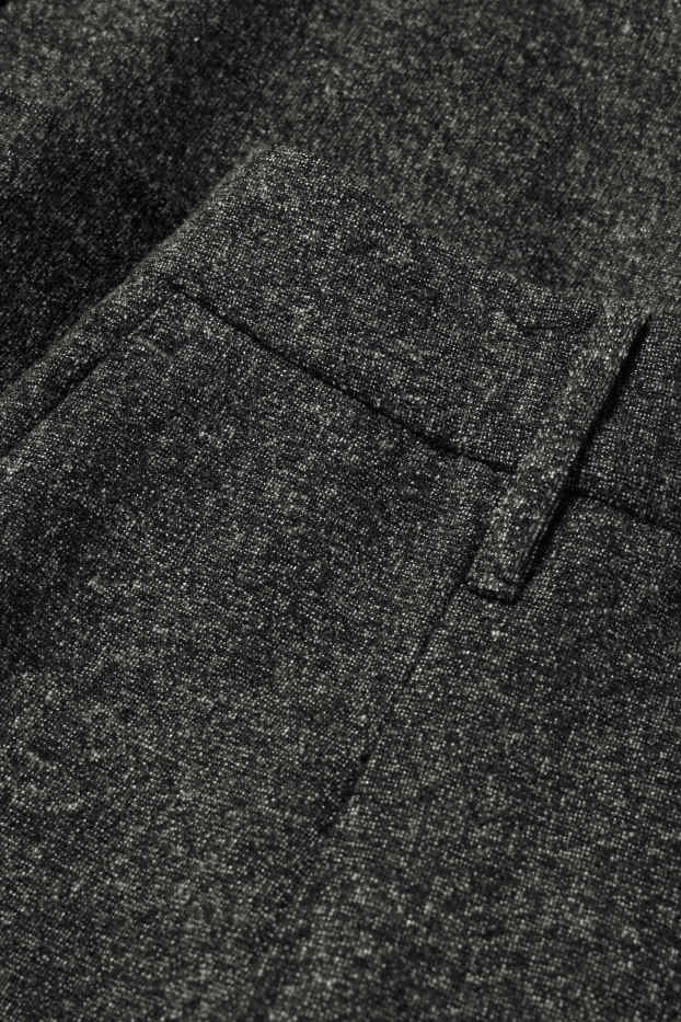 Dames - Pantalon - high waist - wide leg - met structuur - donkergrijs