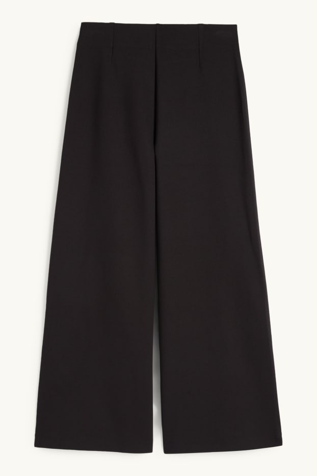 Women - Jersey trousers - high-rise waist - wide leg - black
