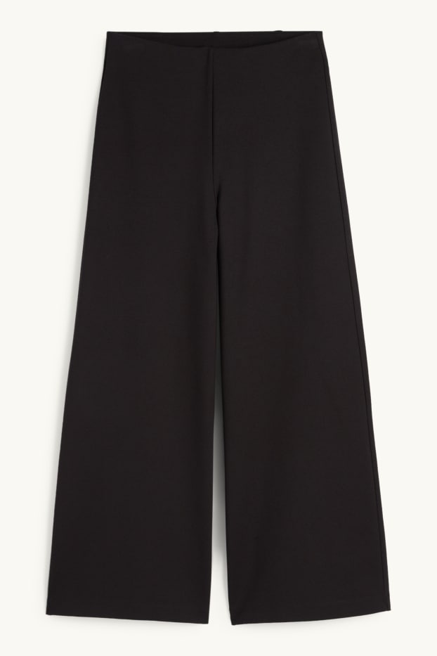 Women - Jersey trousers - high-rise waist - wide leg - black