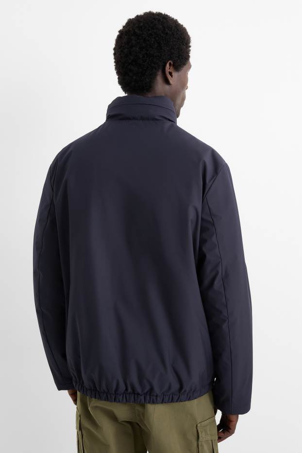 Heren - Jas met capuchon - gevoerd - donkerblauw