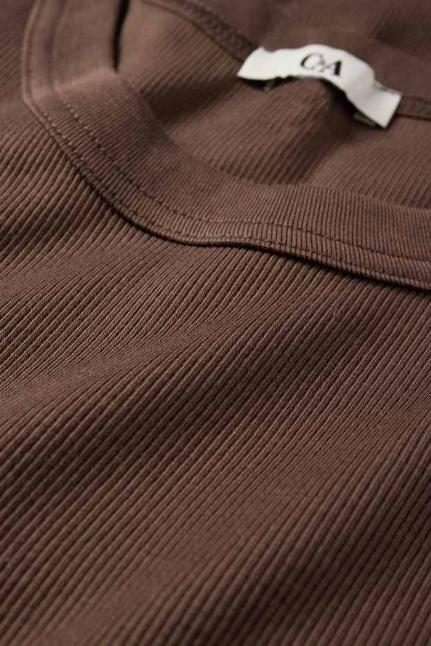 Dames - Bodyconjurk - ribstof - bruin