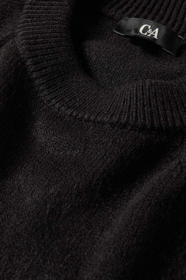 Women - Knitted dress - straight fit - black