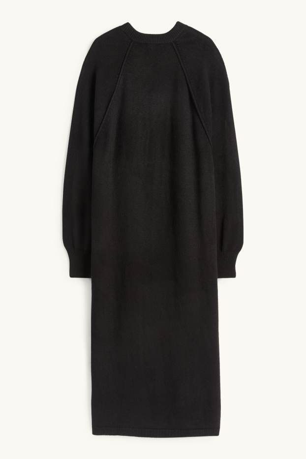 Women - Knitted dress - straight fit - black