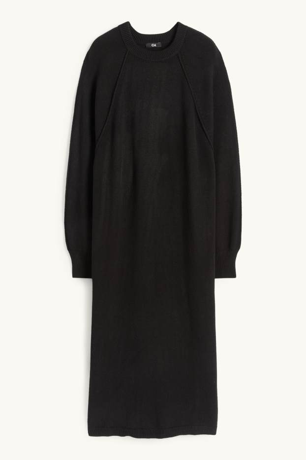 Women - Knitted dress - straight fit - black
