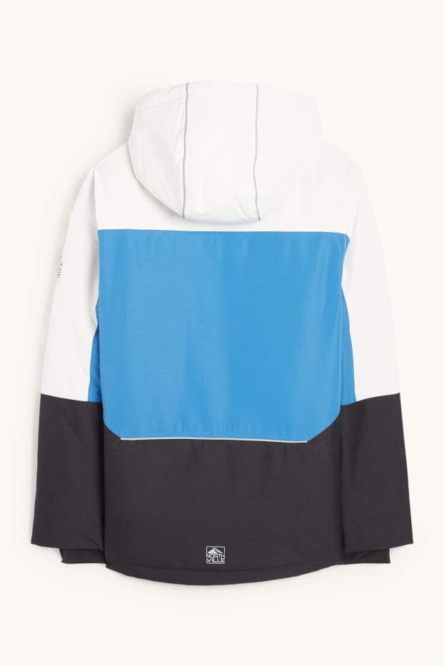 Dzieci chłopcy - Kurtka narciarska z kapturem - hydrofobowa - niebieski