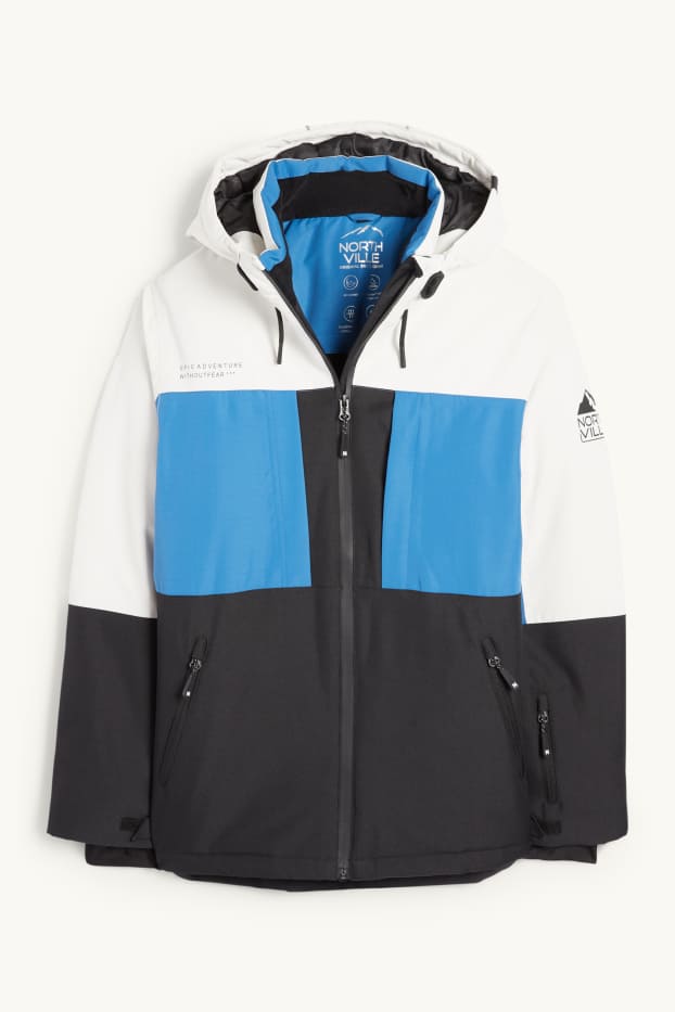 Dzieci chłopcy - Kurtka narciarska z kapturem - hydrofobowa - niebieski