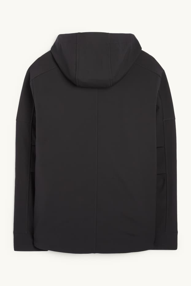 Hommes - Veste à coquille souple avec capuche - déperlante - noir