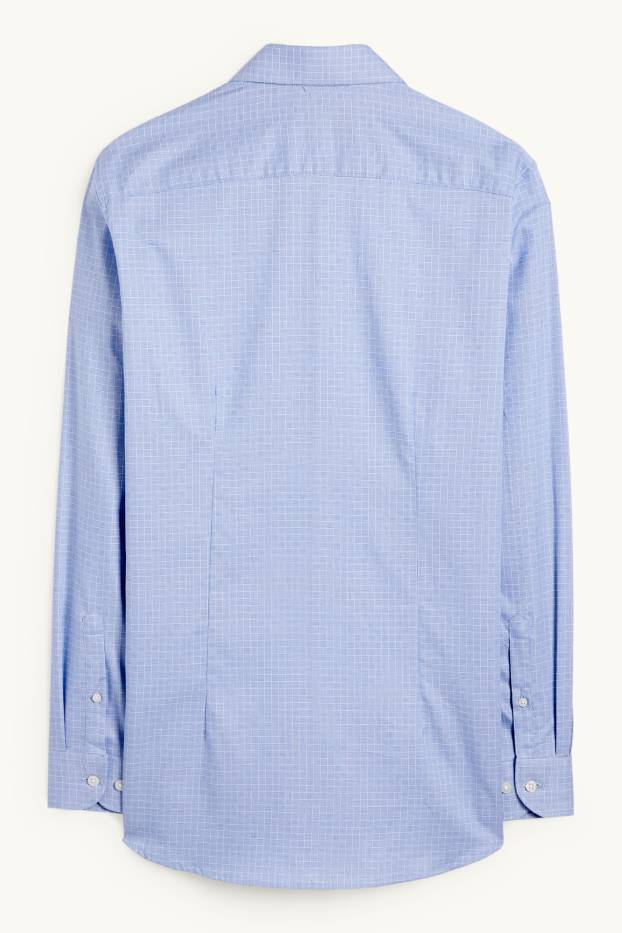 Heren - Business-overhemd - slim fit - cut away - geruit - blauw