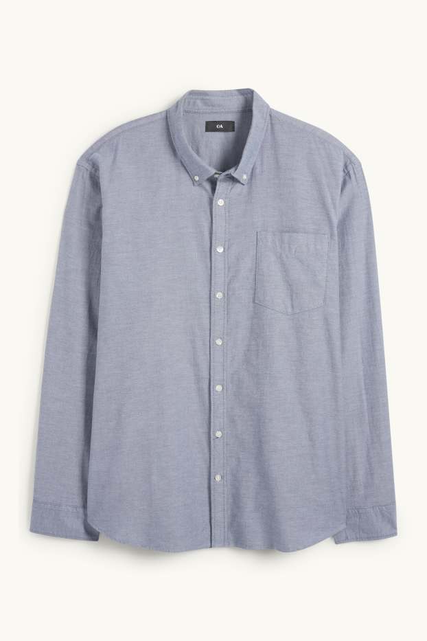 Bărbați - Cămașă - regular fit - guler cu nasturi - albastru