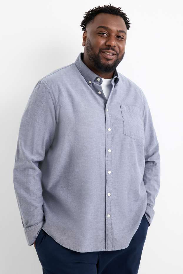 Bărbați - Cămașă - regular fit - guler cu nasturi - albastru