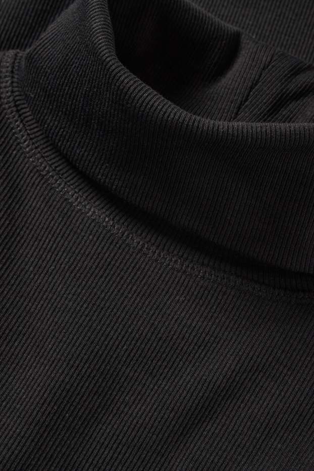 Damen - Multipack 2er - Rollkragenshirt - gerippt - schwarz