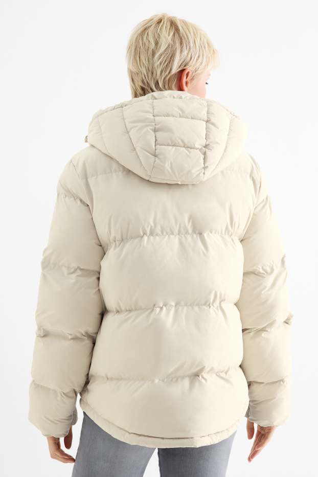 Dames - Jas met stiksels met capuchon - waterafstotend - licht beige