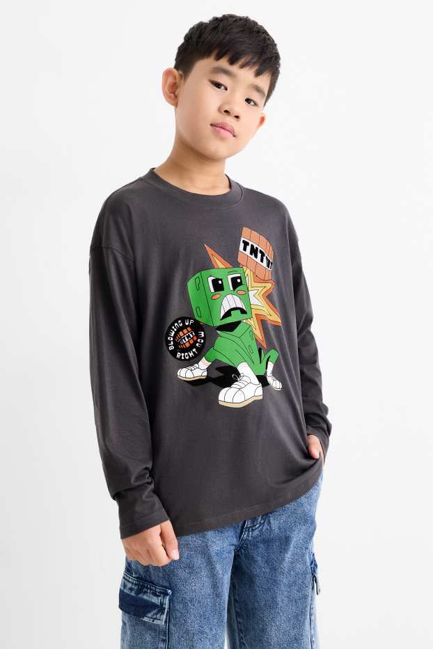 Bambini - Minecraft - maglia a maniche lunghe - grigio scuro