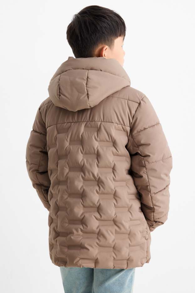 Kinder Buben - Steppjacke mit Kapuze - hellbraun